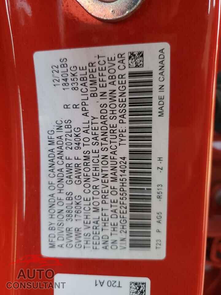 HONDA CIVIC 2023 - 2HGFE2F55PH514024