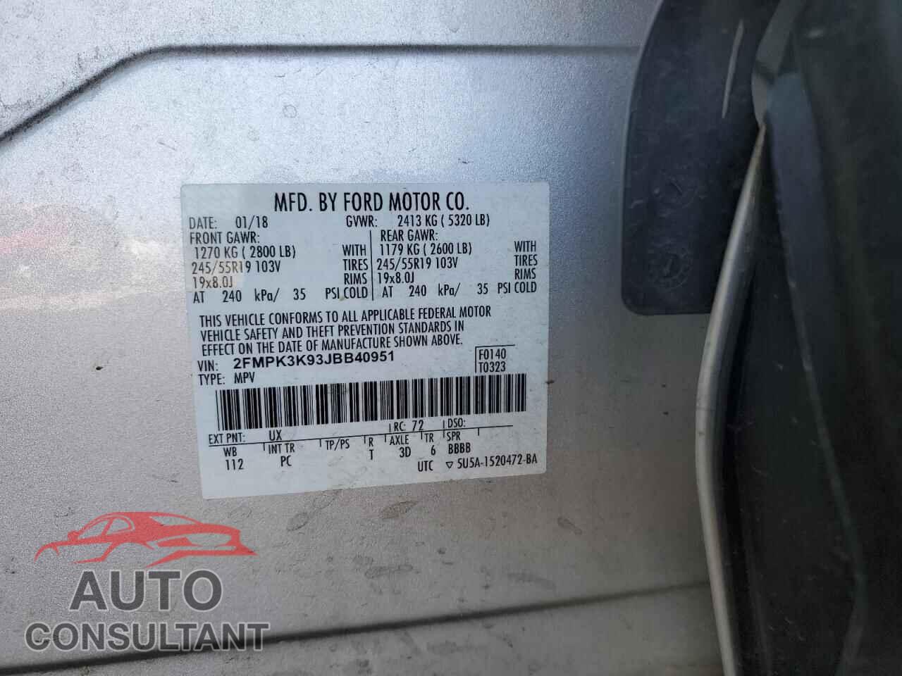 FORD EDGE 2018 - 2FMPK3K93JBB40951