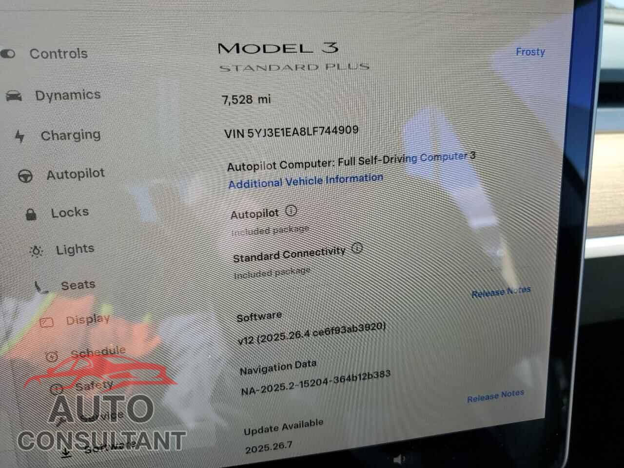 TESLA MODEL 3 2020 - 5YJ3E1EA8LF744909