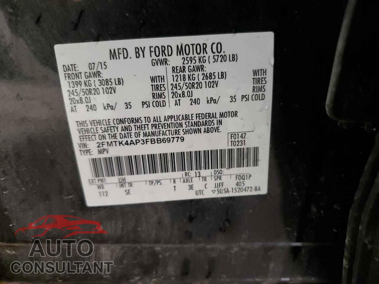 FORD EDGE 2015 - 2FMTK4AP3FBB69779