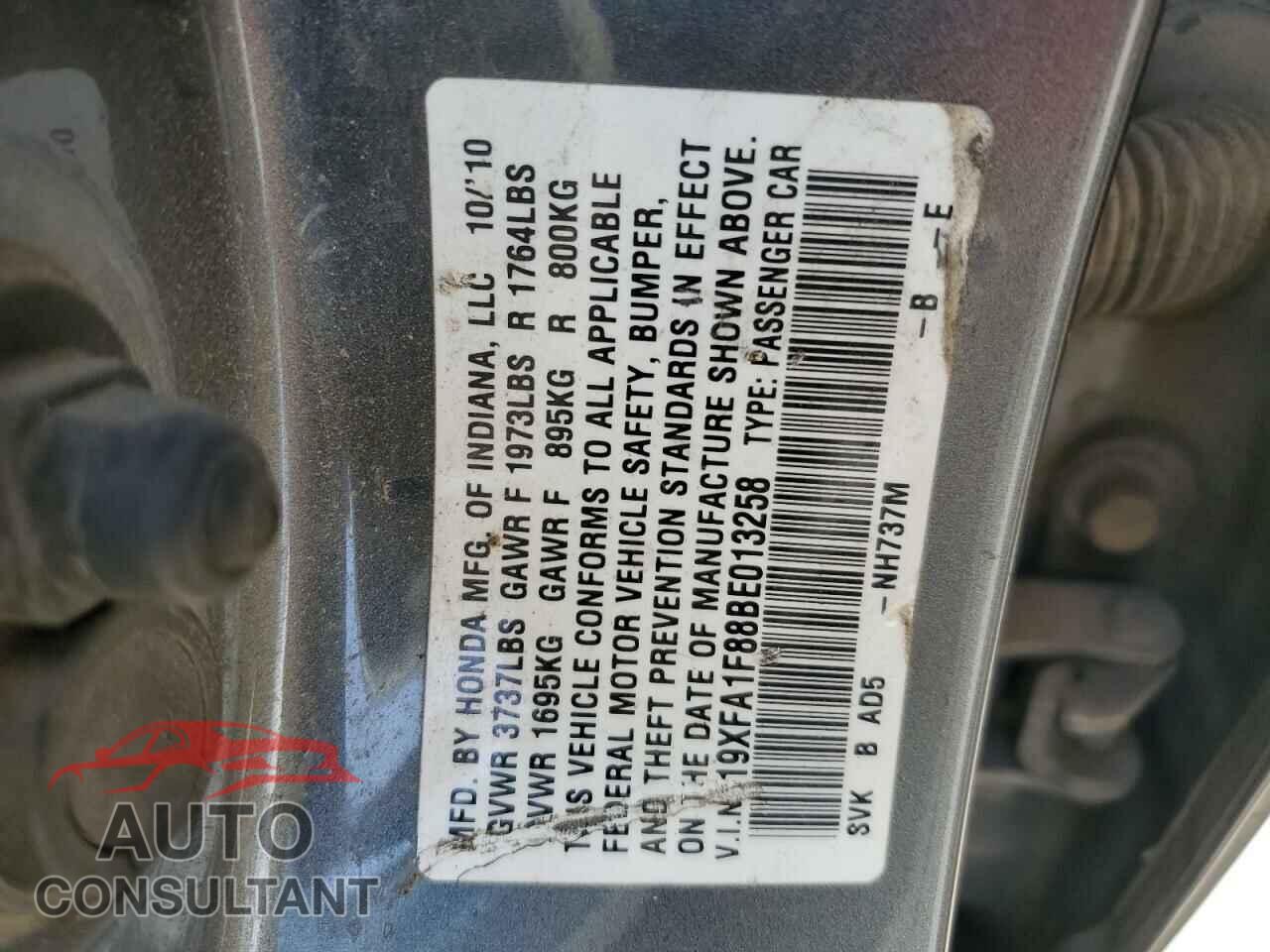 HONDA CIVIC 2011 - 19XFA1F88BE013258