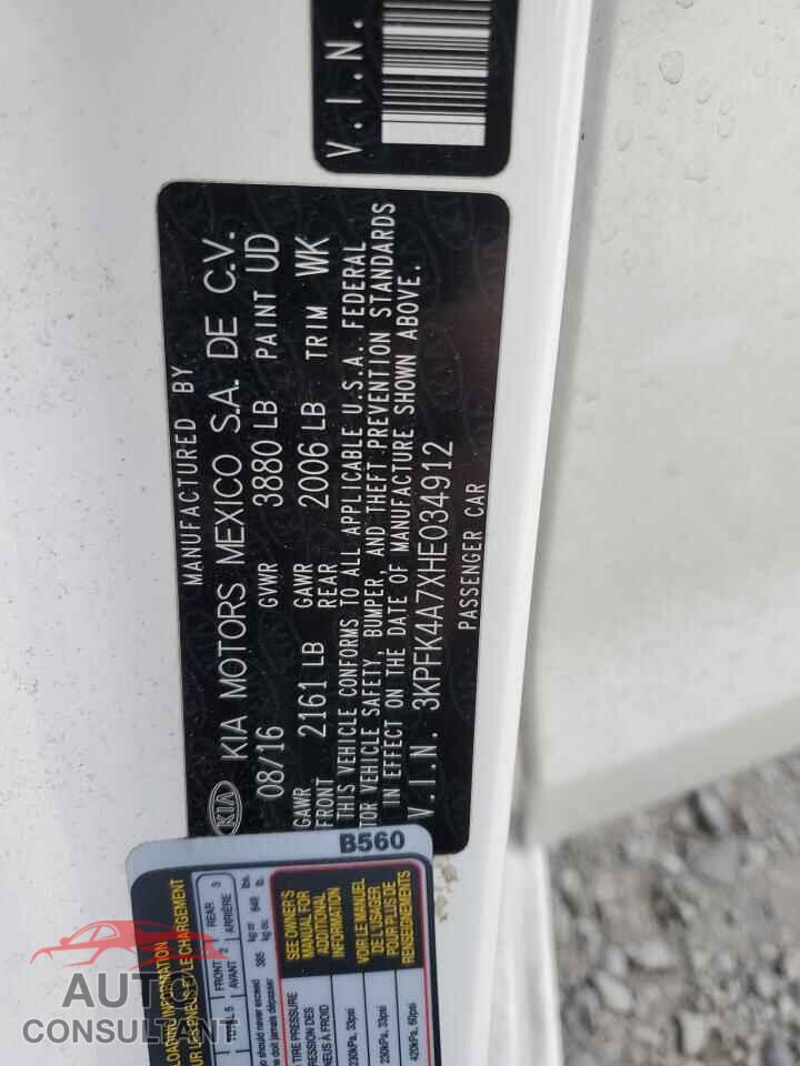 KIA FORTE 2017 - 3KPFK4A7XHE034912