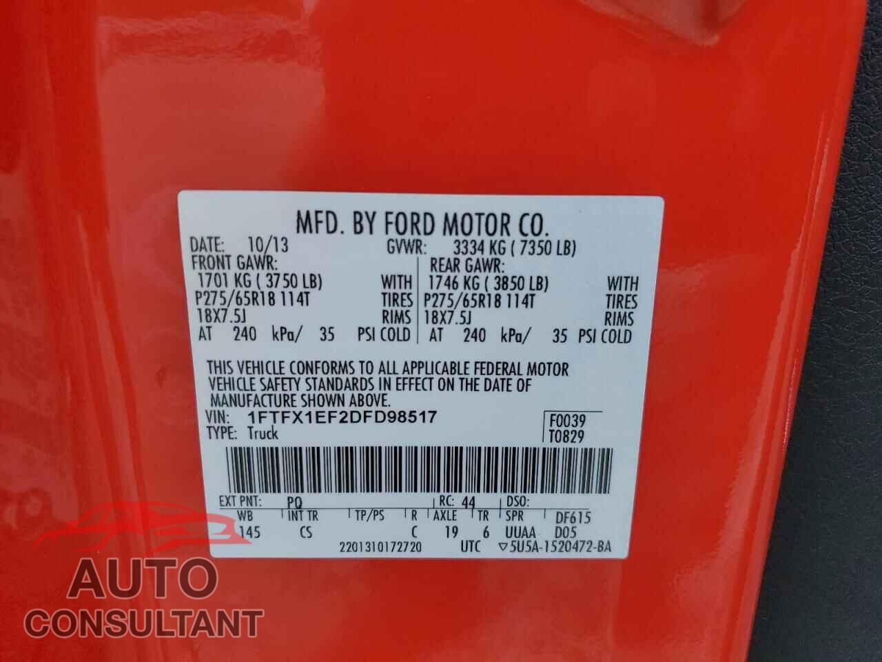 FORD F-150 2013 - 1FTFX1EF2DFD98517