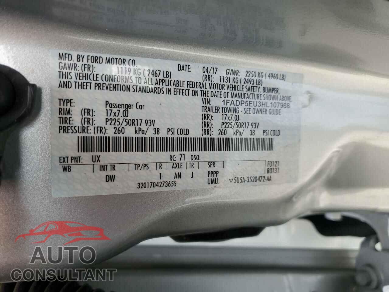 FORD CMAX 2017 - 1FADP5EU3HL107968