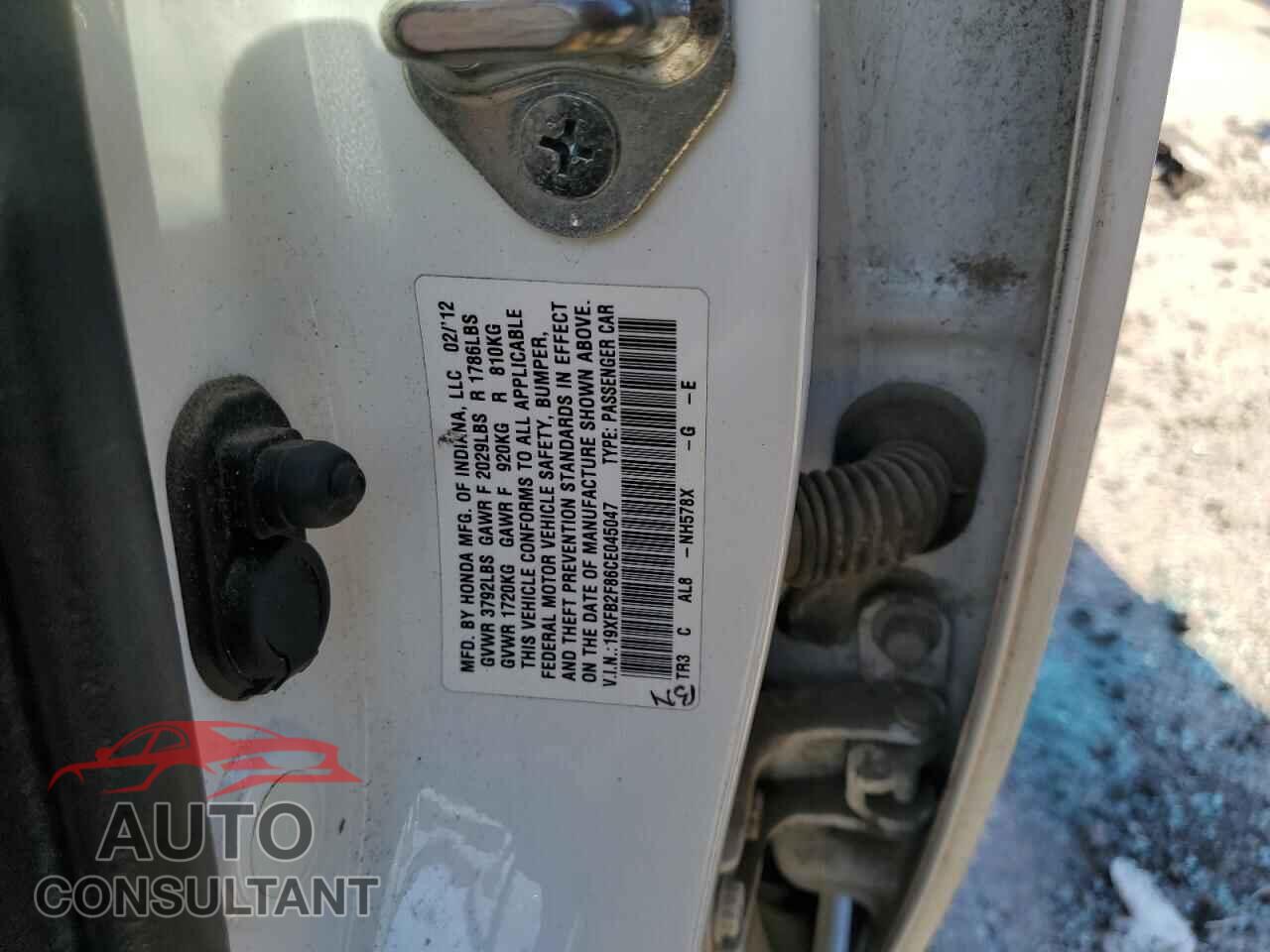HONDA CIVIC 2012 - 19XFB2F86CE045047