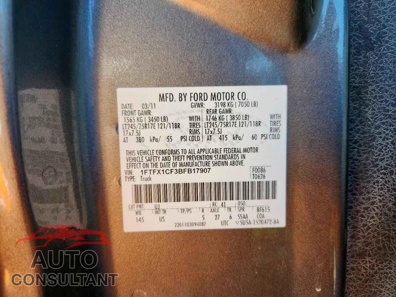 FORD F-150 2011 - 1FTFX1CF3BFB17907