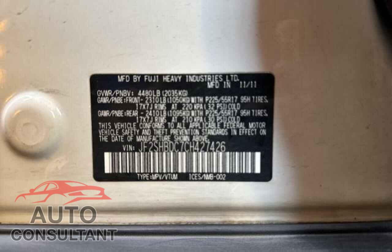 SUBARU FORESTER 2012 - JF2SHBDC7CH427426