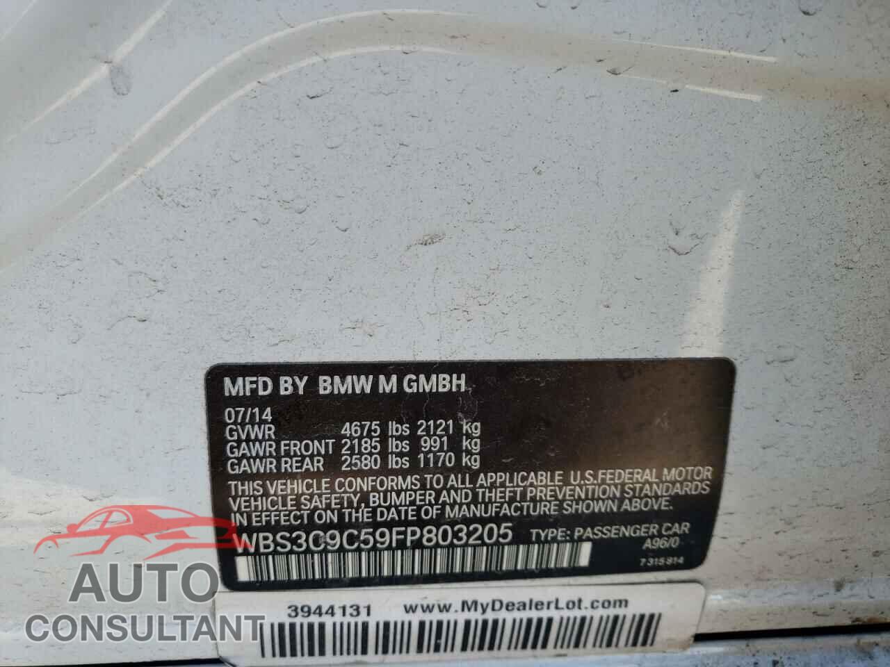 BMW M3 2015 - WBS3C9C59FP803205