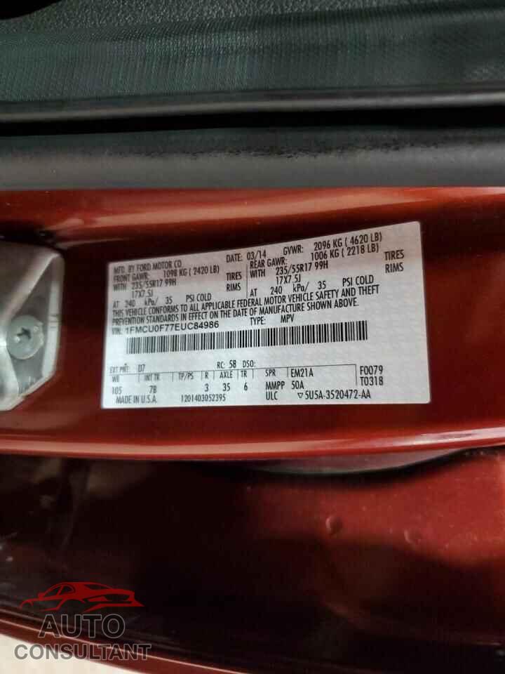 FORD ESCAPE 2014 - 1FMCU0F77EUC84986