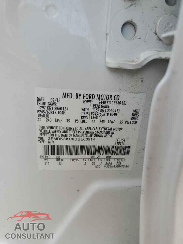 FORD EDGE 2013 - 2FMDK3KC0DBE03514
