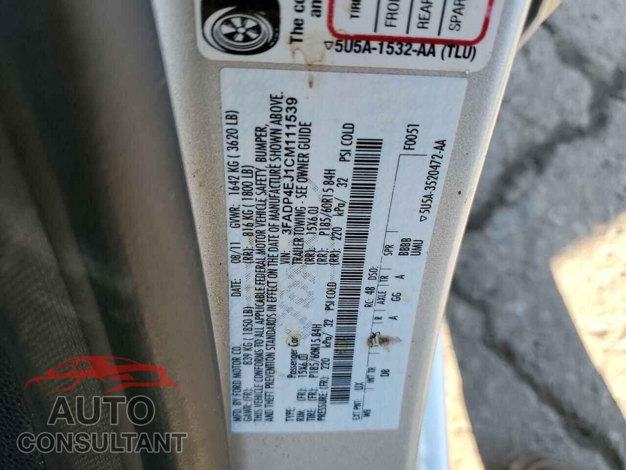 FORD FIESTA 2012 - 3FADP4EJ1CM111539