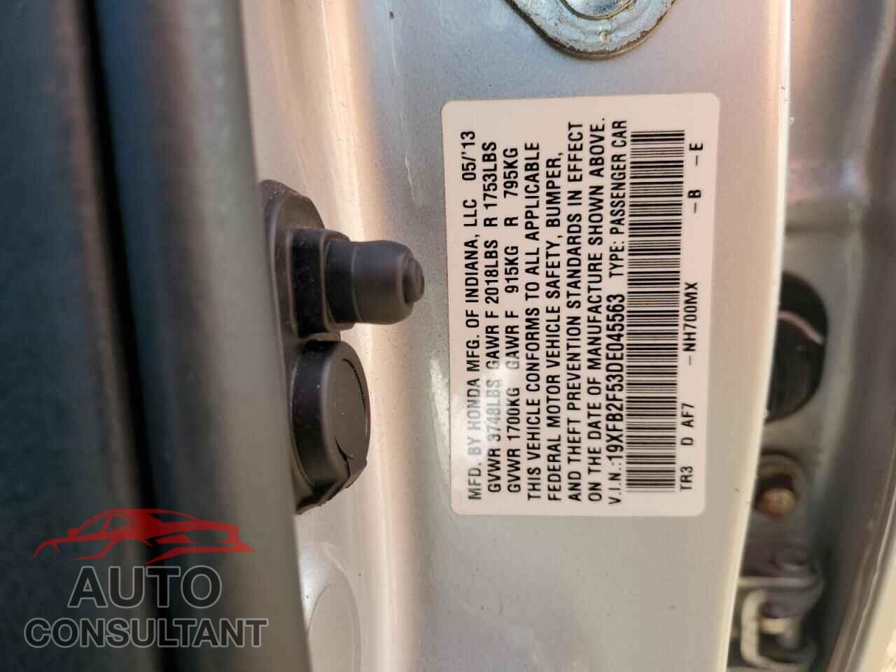 HONDA CIVIC 2013 - 19XFB2F53DE045563