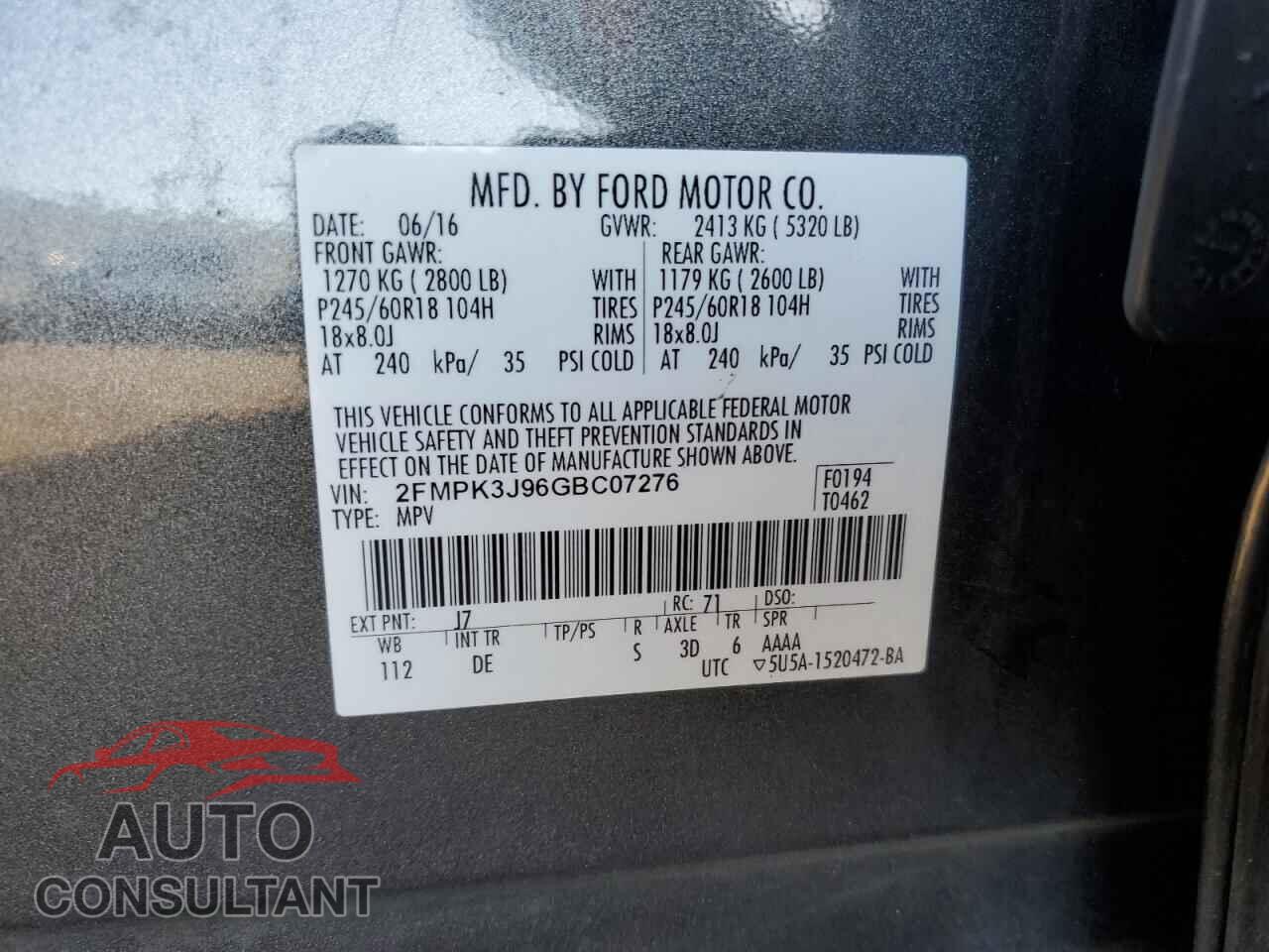 FORD EDGE 2016 - 2FMPK3J96GBC07276