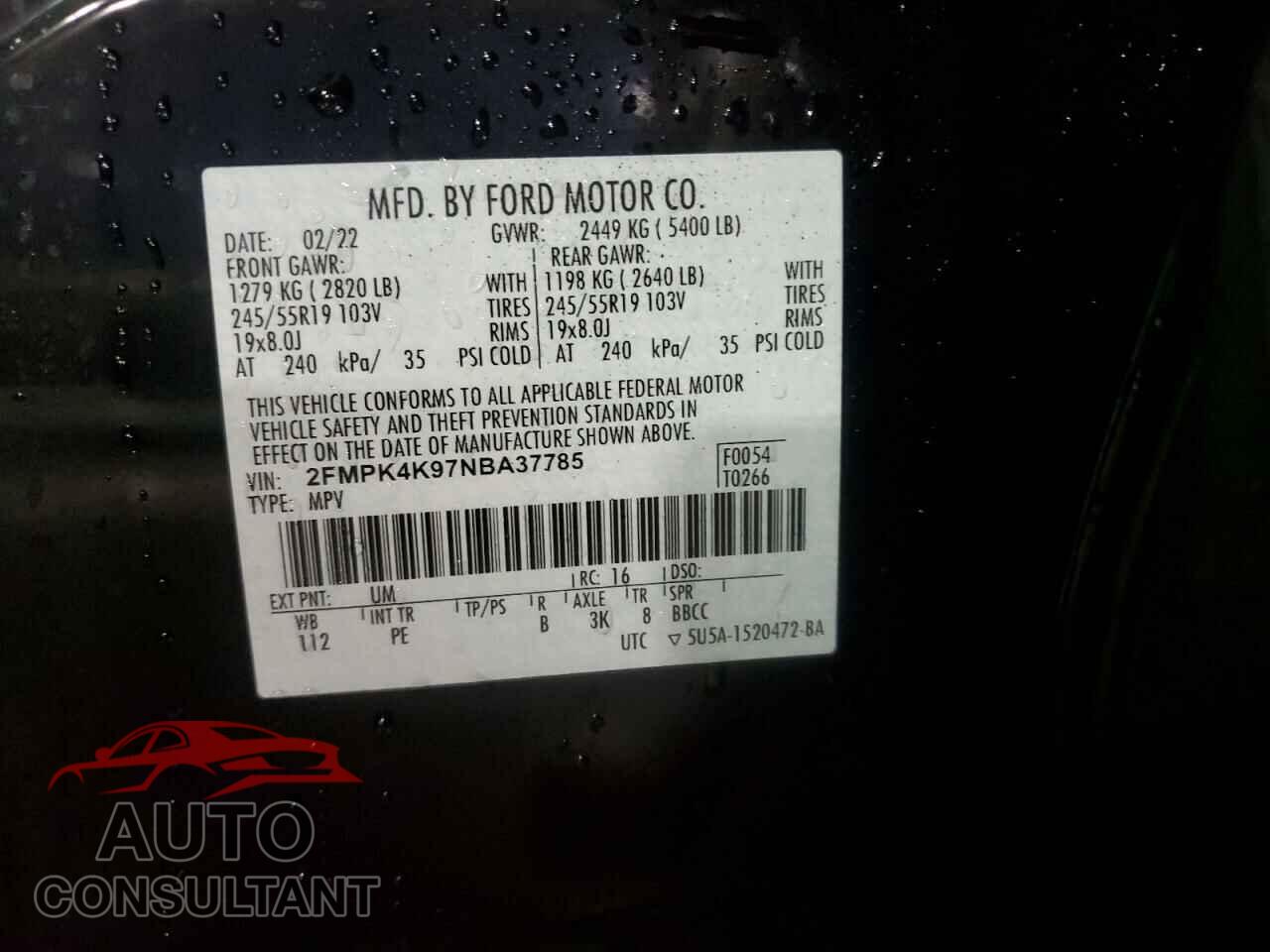 FORD EDGE 2022 - 2FMPK4K97NBA37785