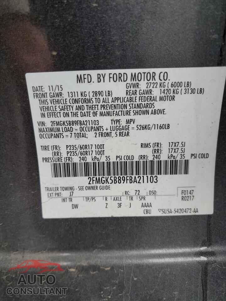 FORD FLEX 2015 - 2FMGK5B89FBA21103