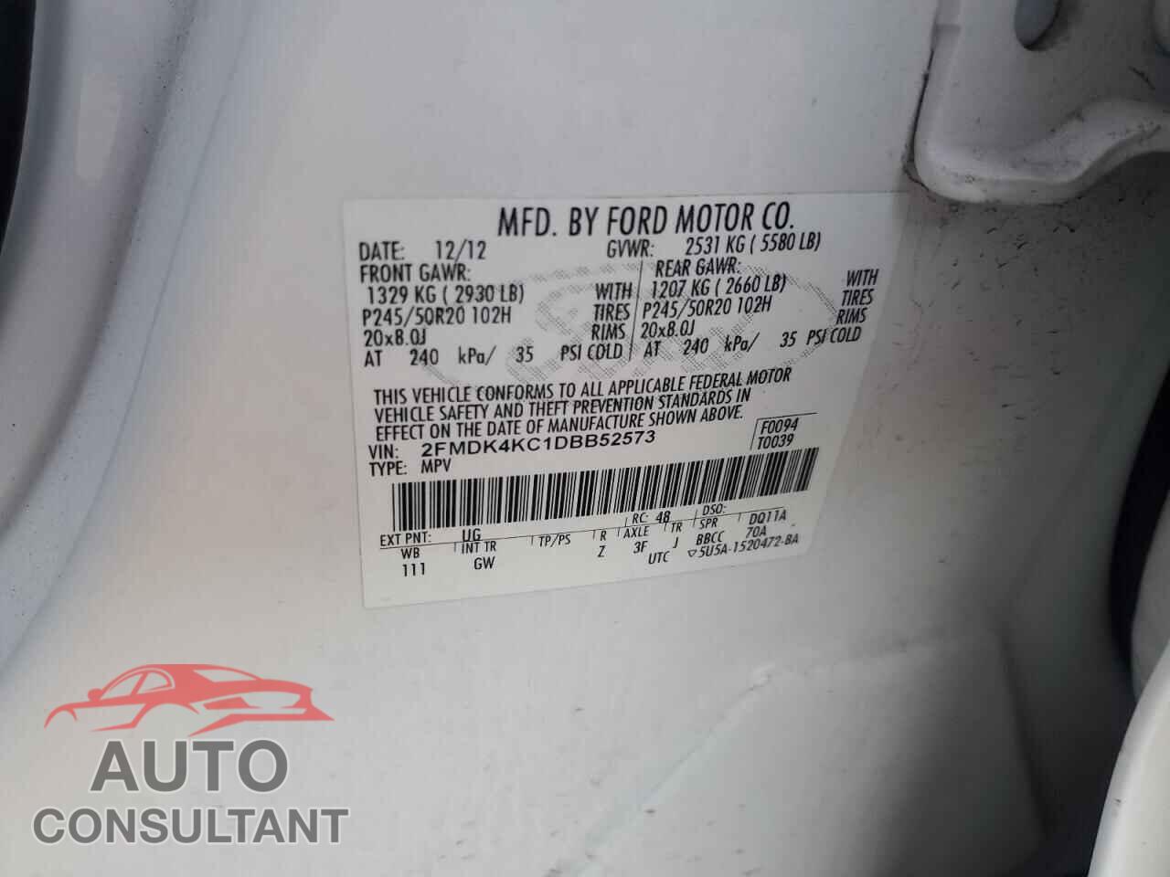 FORD EDGE 2013 - 2FMDK4KC1DBB52573