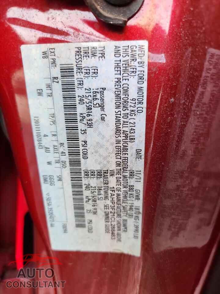 FORD FOCUS 2012 - 1FAHP3F21CL288483