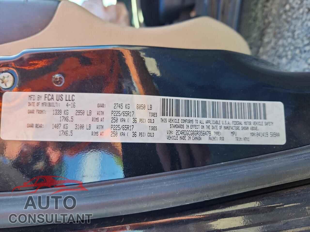 DODGE CARAVAN 2016 - 2C4RDGCG6GR356479