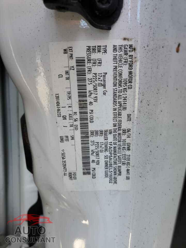 FORD CMAX 2014 - 1FADP5AU8EL516002