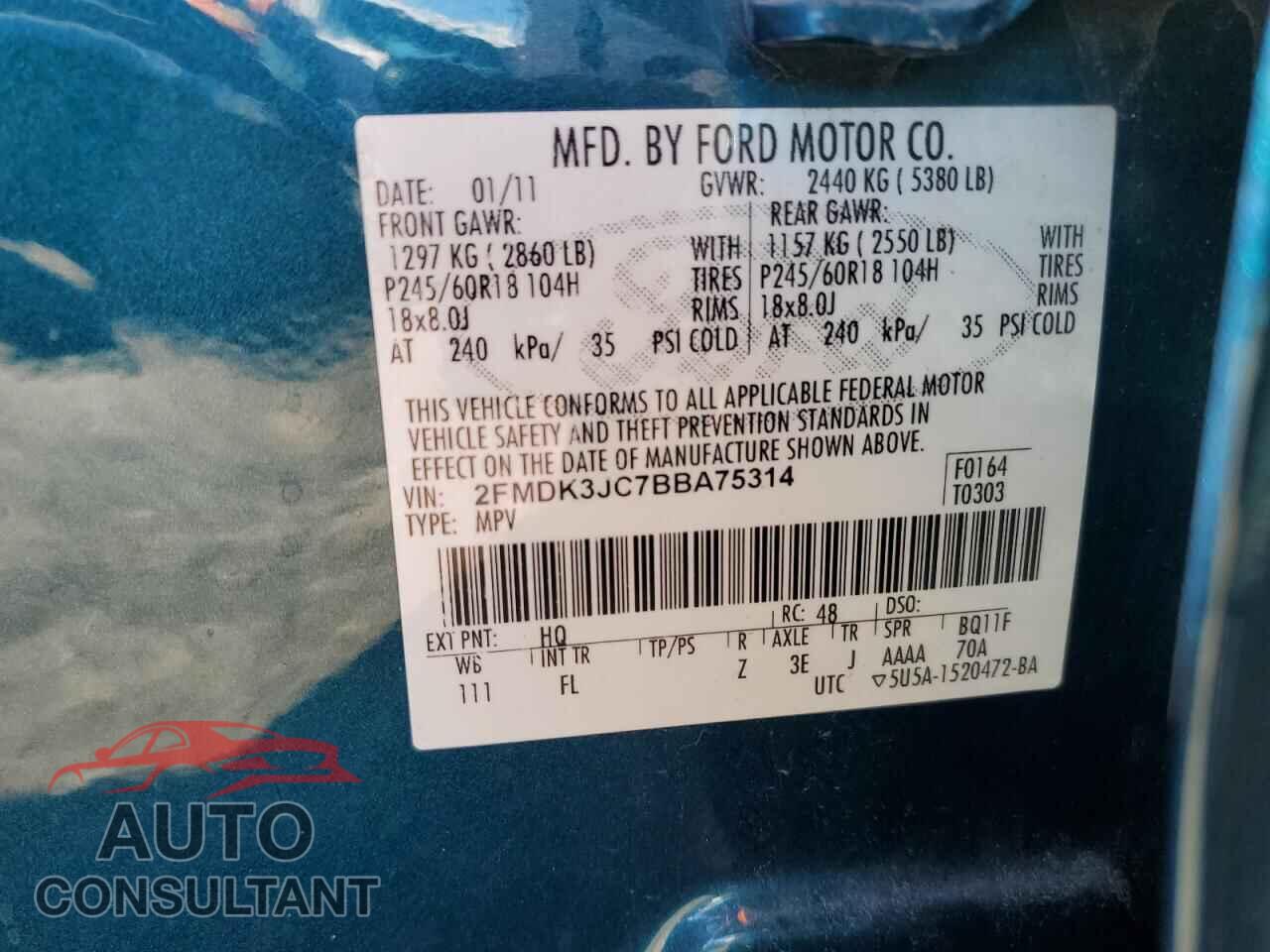 FORD EDGE 2011 - 2FMDK3JC7BBA75314