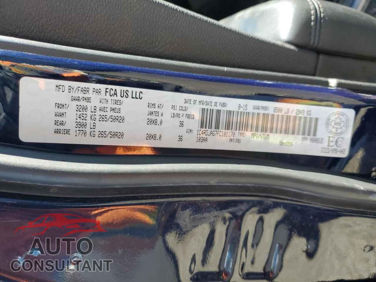 DODGE DURANGO 2015 - 1C4RDJAG7FC101170