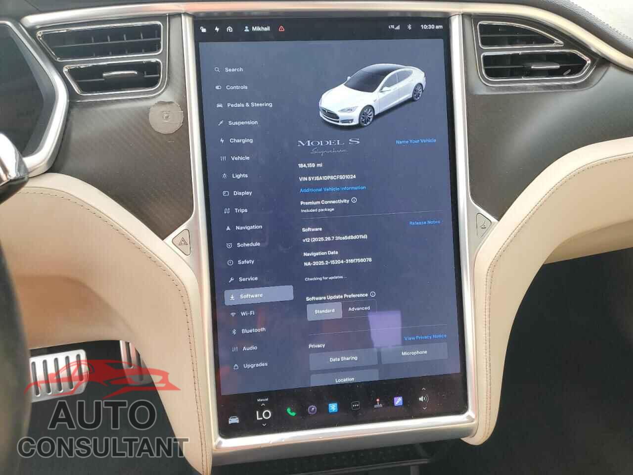 TESLA MODEL S 2012 - 5YJSA1DP8CFS01024