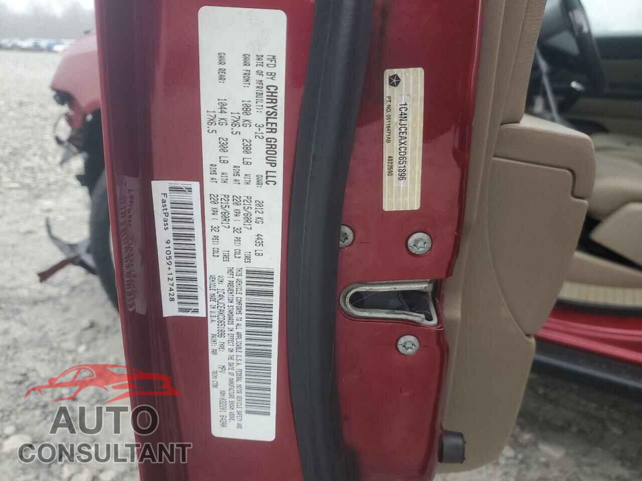 JEEP COMPASS 2012 - 1C4NJCEAXCD651896