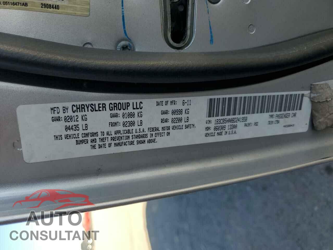 DODGE CALIBER 2011 - 1B3CB5HA0BD241958