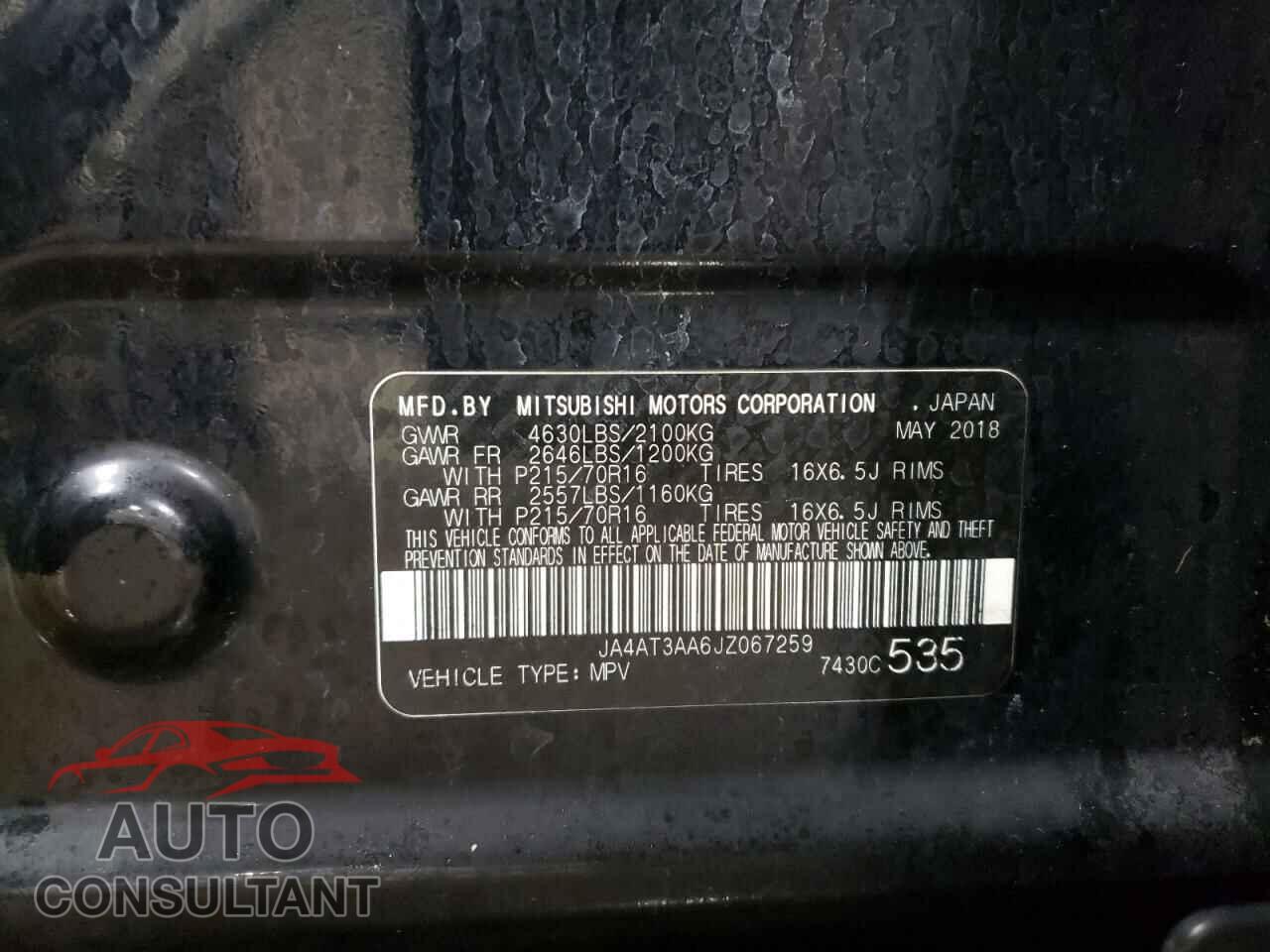 MITSUBISHI ECLIPSE 2018 - JA4AT3AA6JZ067259