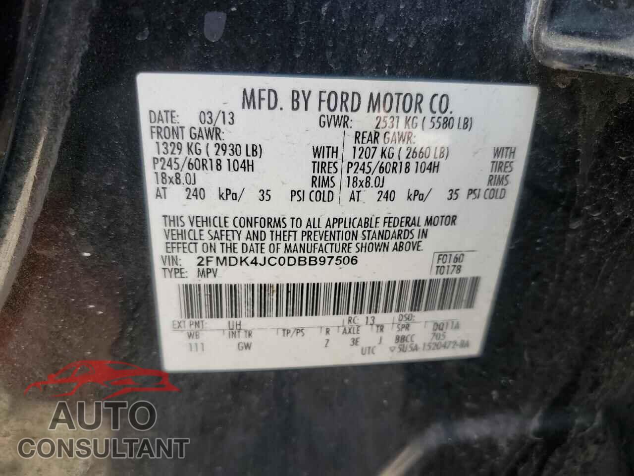 FORD EDGE 2013 - 2FMDK4JC0DBB97506