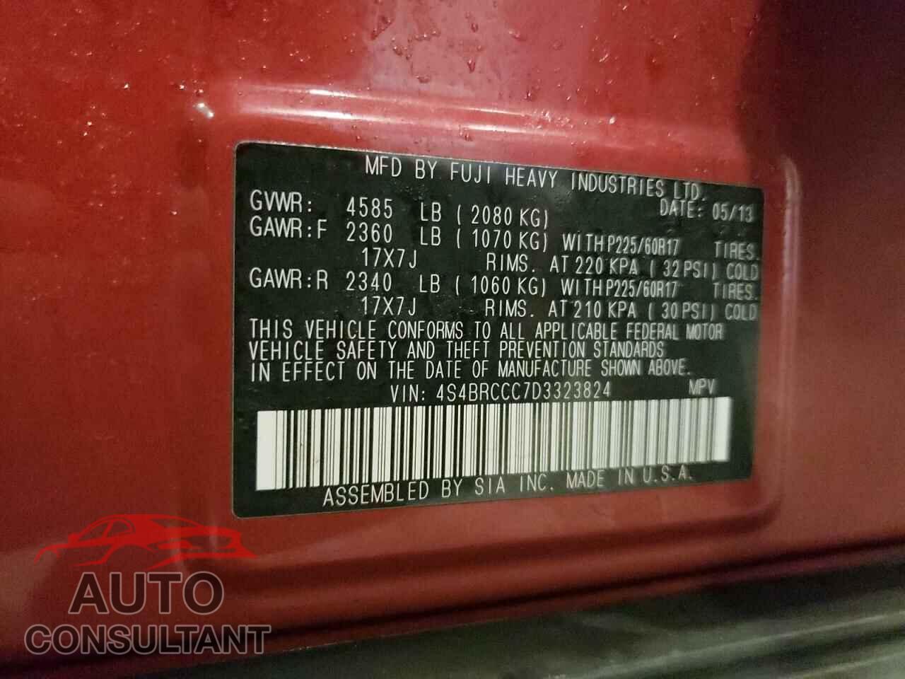 SUBARU OUTBACK 2013 - 4S4BRCCC7D3323824