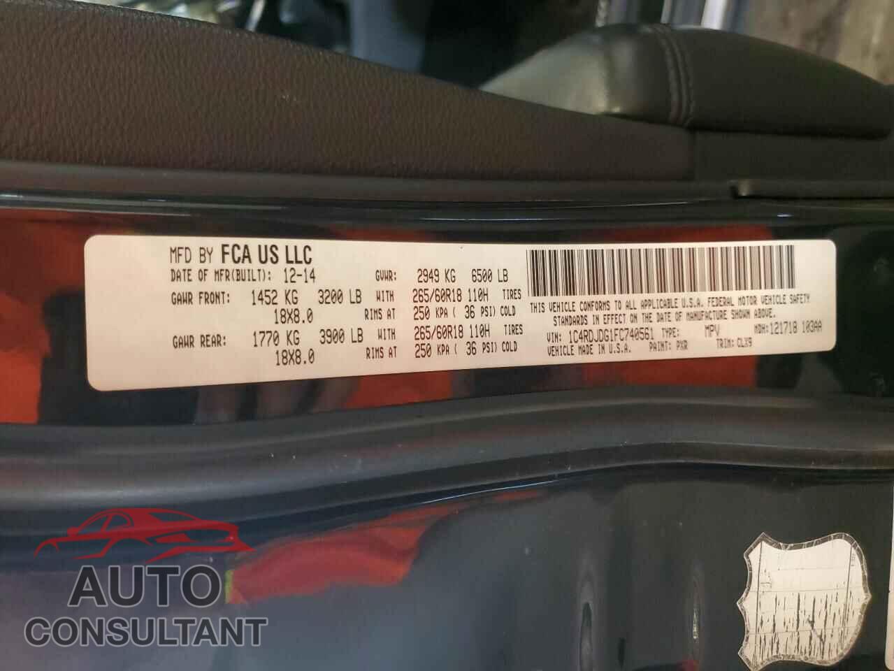 DODGE DURANGO 2015 - 1C4RDJDG1FC740561