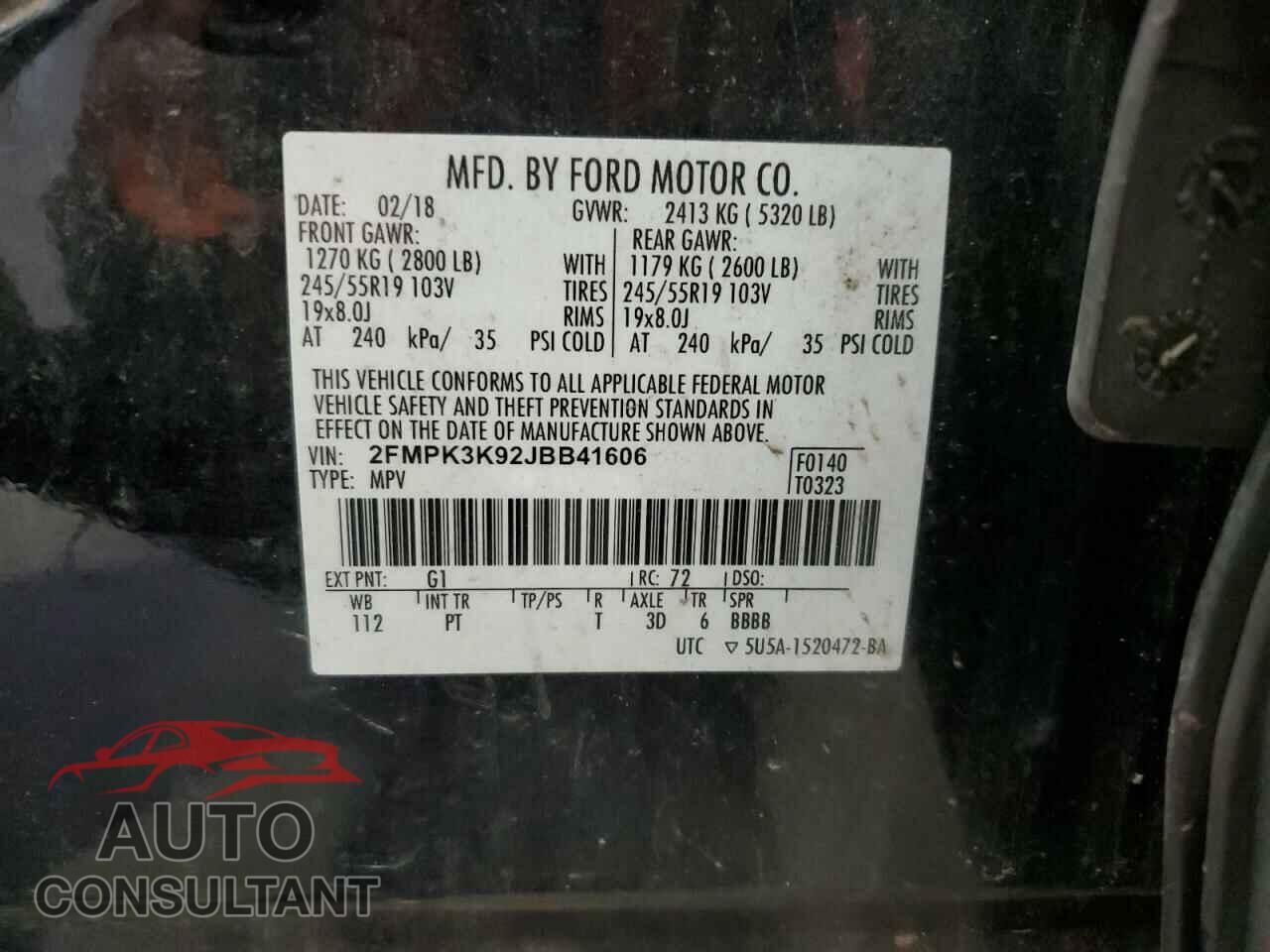 FORD EDGE 2018 - 2FMPK3K92JBB41606