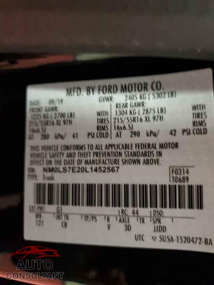 FORD TRANSIT 2020 - NM0LS7E20L1452567