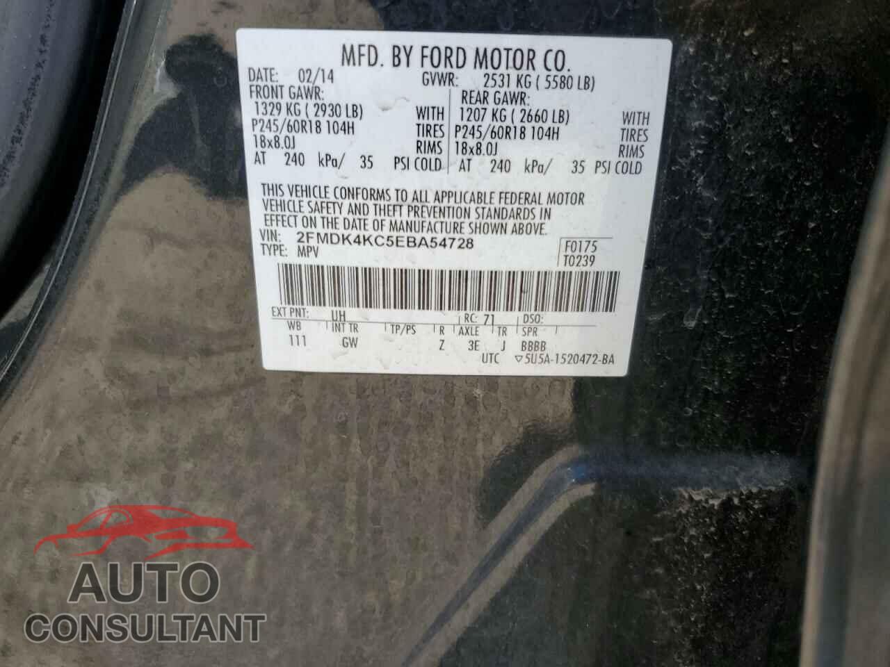 FORD EDGE 2014 - 2FMDK4KC5EBA54728