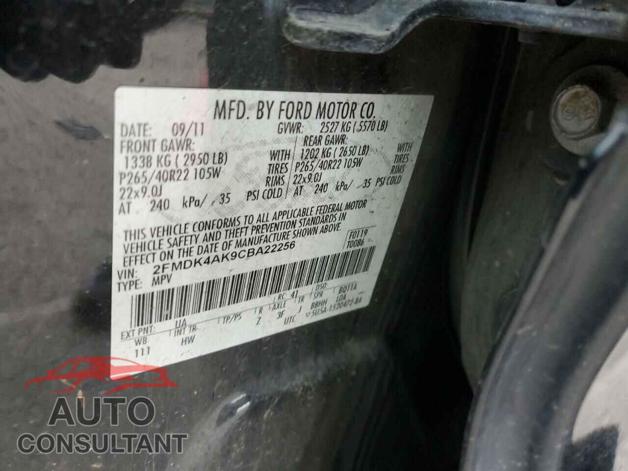 FORD EDGE 2012 - 2FMDK4AK9CBA22256