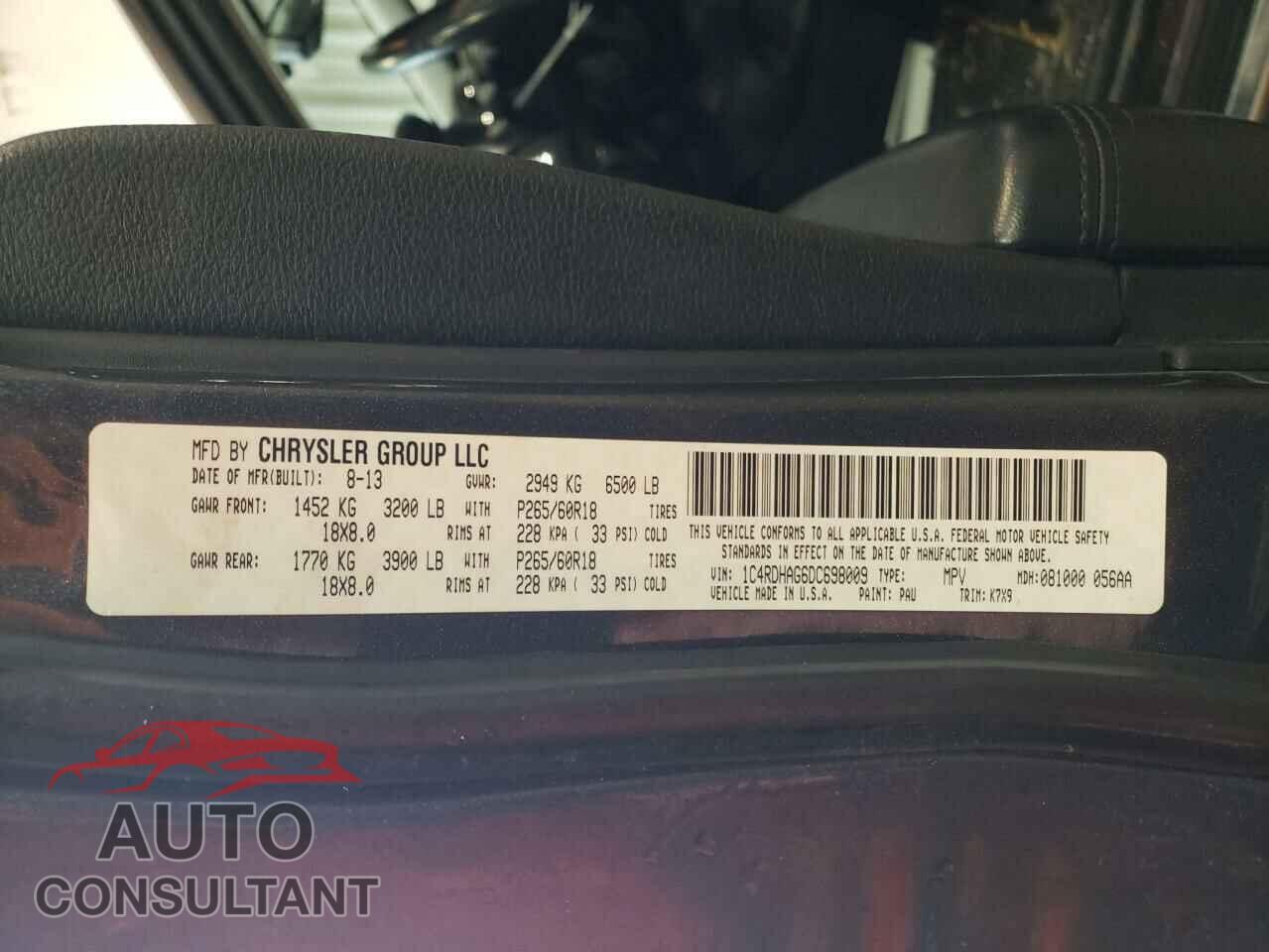 DODGE DURANGO 2013 - 1C4RDHAG6DC698009