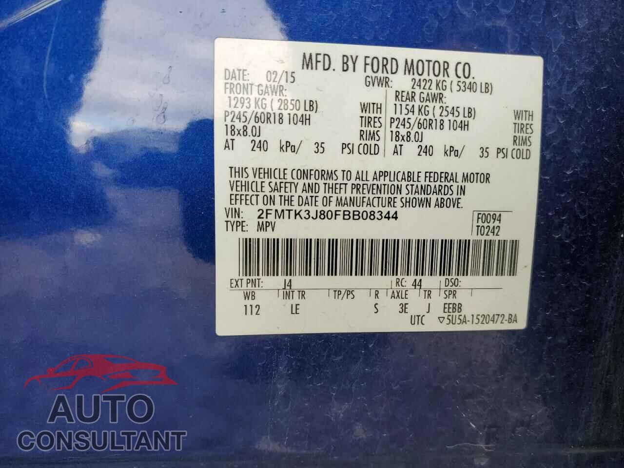 FORD EDGE 2015 - 2FMTK3J80FBB08344