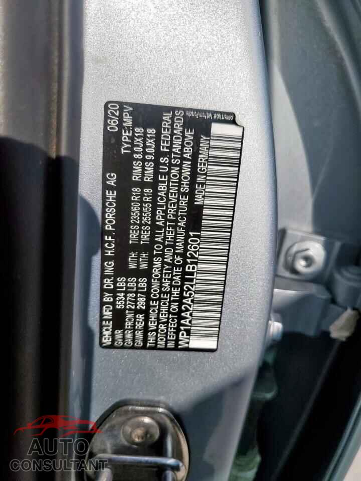 PORSCHE MACAN 2020 - WP1AA2A52LLB12601