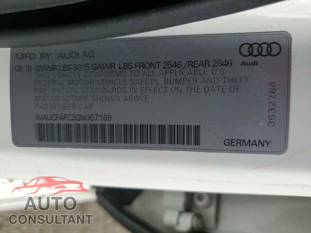 AUDI A6 2016 - WAUCFAFC3GN067169