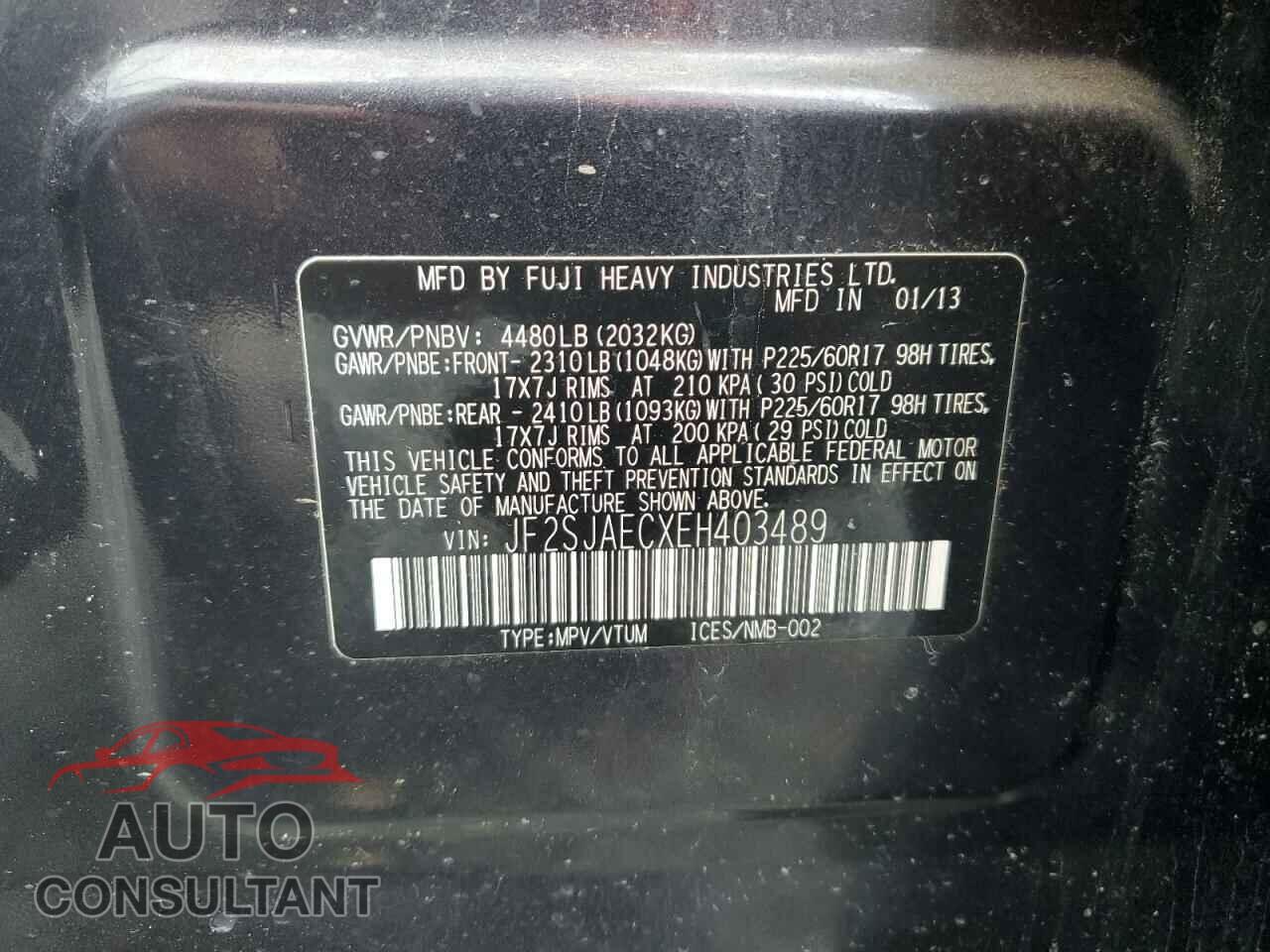 SUBARU FORESTER 2014 - JF2SJAECXEH403489