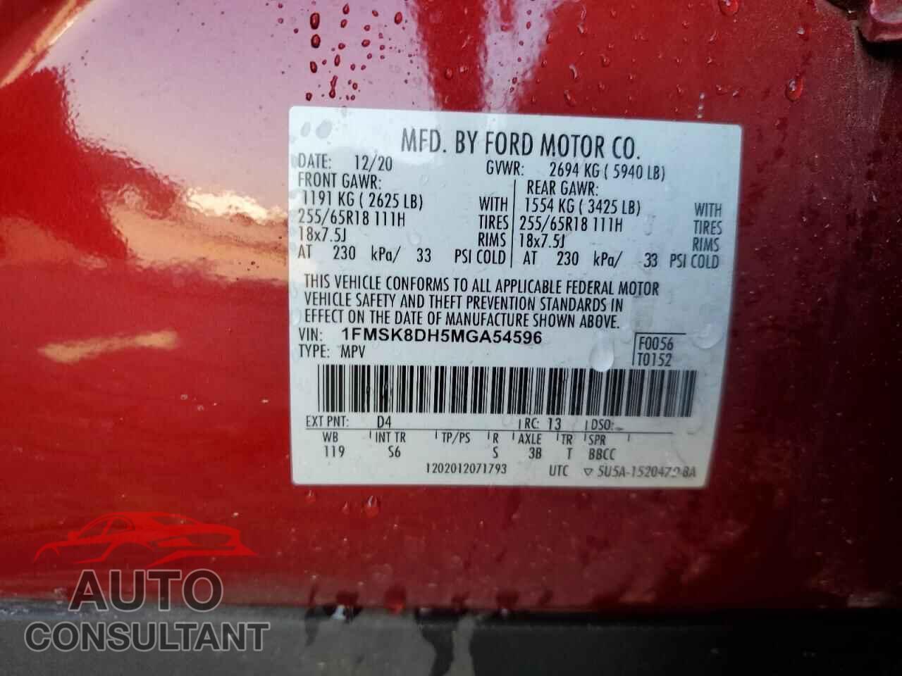 FORD EXPLORER 2021 - 1FMSK8DH5MGA54596