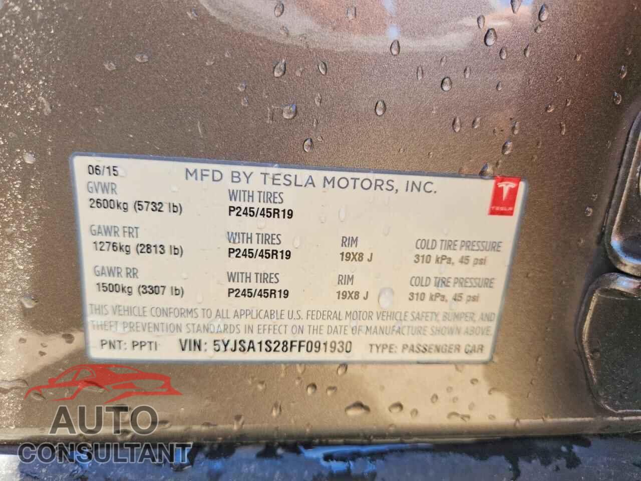 TESLA MODEL S 2015 - 5YJSA1S28FF091930