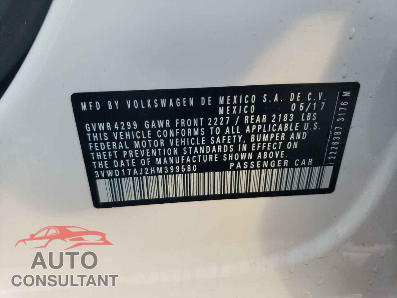 VOLKSWAGEN JETTA 2017 - 3VWD17AJ2HM399580