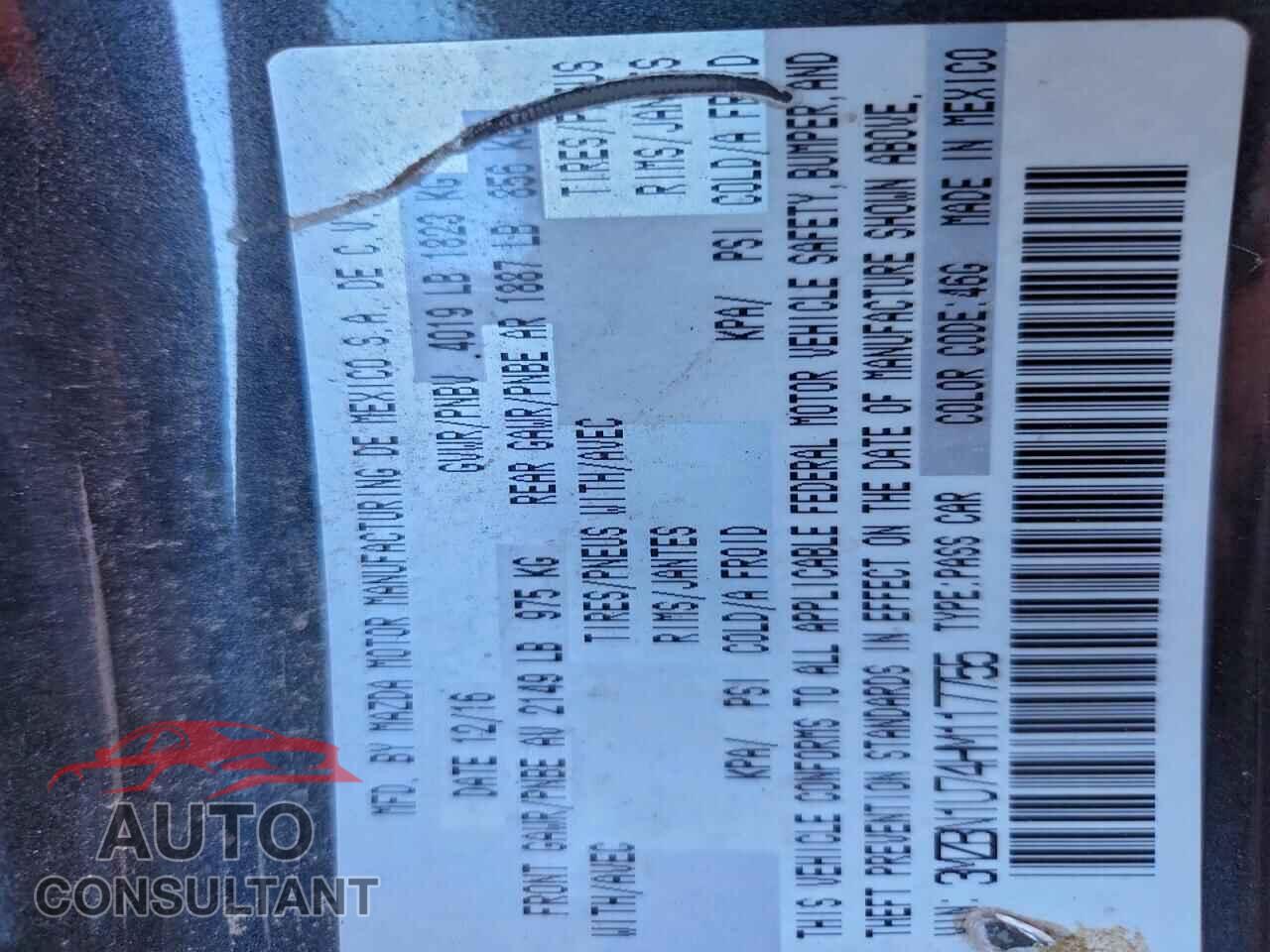MAZDA 3 2017 - 3MZBN1U74HM117755