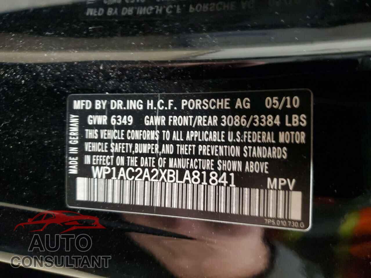 PORSCHE CAYENNE 2011 - WP1AC2A2XBLA81841