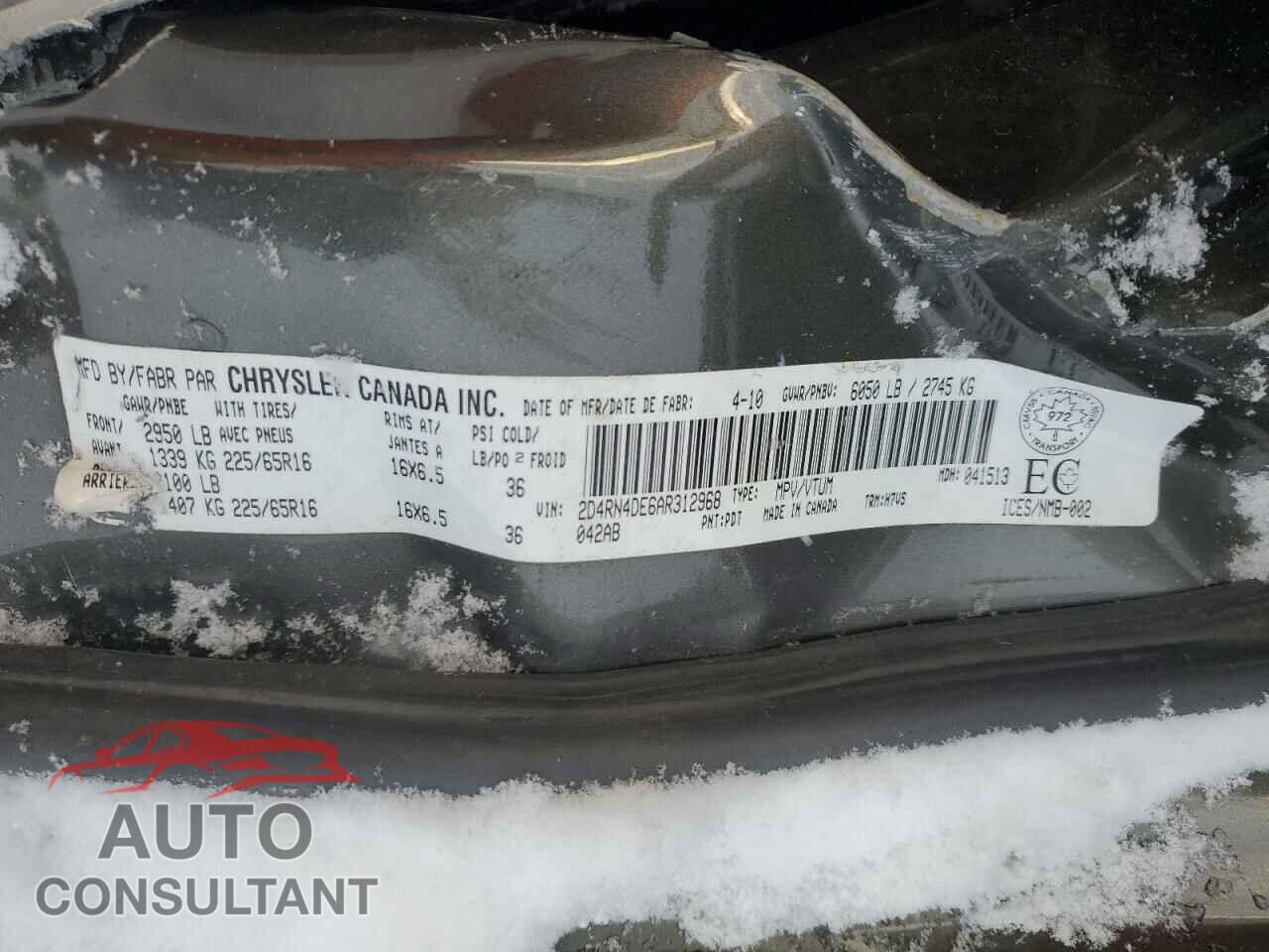 DODGE CARAVAN 2010 - 2D4RN4DE6AR312968