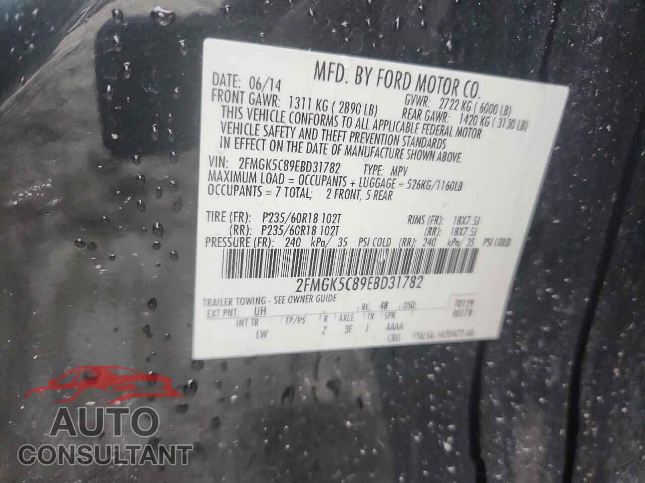 FORD FLEX 2014 - 2FMGK5C89EBD31782