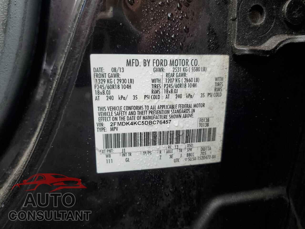 FORD EDGE 2013 - 2FMDK4KC5DBC76457