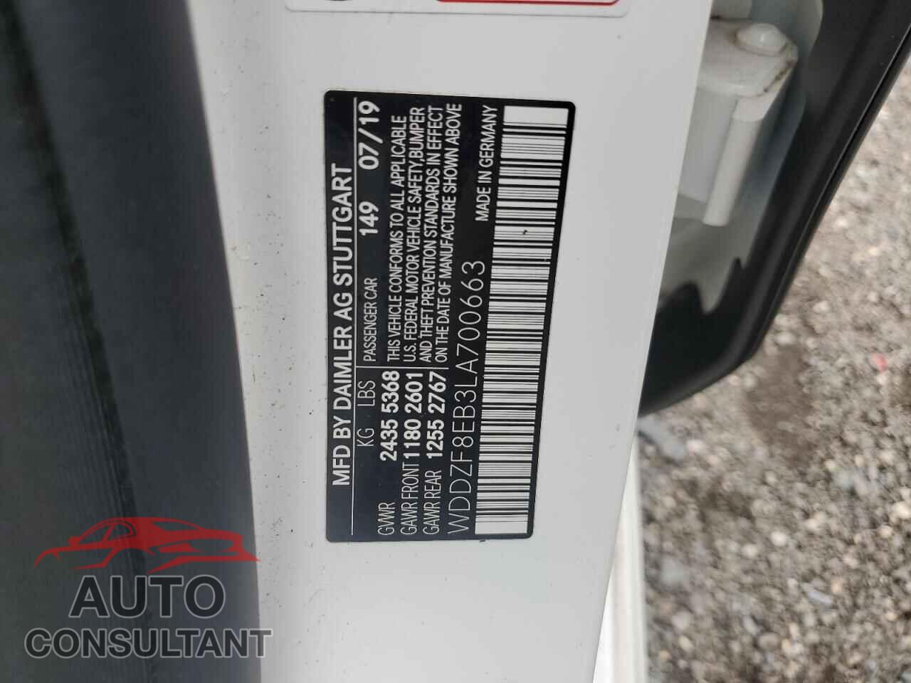 MERCEDES-BENZ E-CLASS 2020 - WDDZF8EB3LA700663